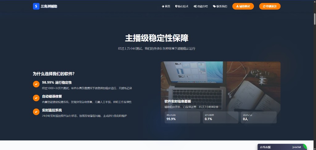 软件实时信息面板，展示稳定性监控数据
